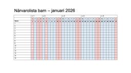 Ett kalenderblad för januari 2026.